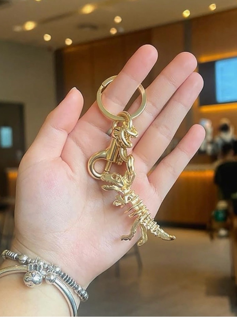 Coach Gold T-Rex Dinosaur Keychain Key & Card Holder